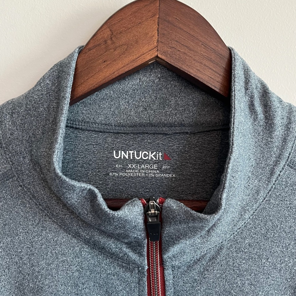 UNTUCKit Mens XXL Full Zip Performance Jacket Gray Heathered Mock Neck - Picture 3 of 8